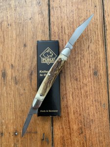 Puma Knife: 1990's Puma Bantam Folding Knife with Stag Antler Handle