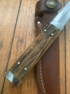 Puma Knife: Puma Vintage Pre-64 USED 3573 Boot Knife with Stag Handle & Custom Sheath