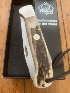 Puma Knife: Puma IP Twin Blade Cazador Stag Antler Folding Lock Knife
