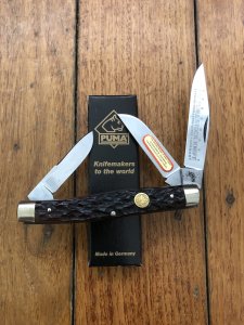 Puma Knife: Puma rare vintage 1985  'STOCK' 3 blade Fold back Knife with Stag Antler Handle