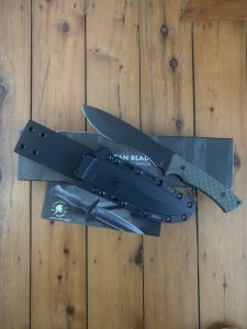SPARTON KNIVES Machai Knife with Green Handle & Tactical Kydex Sheath