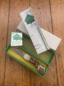 Puma Knife: Puma 1980 Rare model 895 Lord Folding Knife with Stag Handle Original Box and matching Warranty
