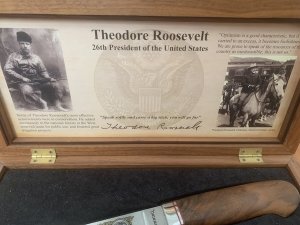 Browning Knife Theodore Roosevelt 150 Year Commemorative Knife in Wooden Display Box