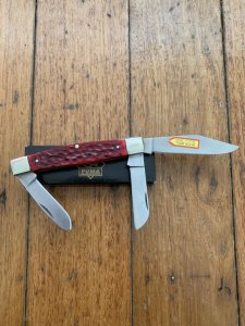 Puma Knife: Puma Original Stockman Knife with Bright Red Jigged Bone Handle Circa 2004