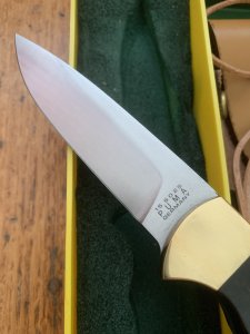 Puma Knife: Puma Original 1992 4 Star Fixed Blade Knife with Black Ebony Handle in Original Green and Yellow Box #26291