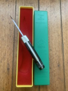 Puma Knife: Puma Original 1979 4 Star Folding Lock Blade Knife with Black Ebony Micarta Handle in Original Box #13971