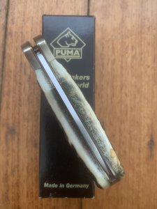 Puma Knife: 2018 Puma 4 Star Full Sized Folding Lock Knife with Thick Stag Antler Handle