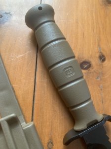 GLOCK Original Austrian Made FLAT DARK EARTH Saw Back Field Knife with Polymer Scabbard