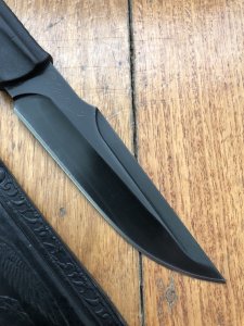Kizlyar Knife: Kizlyar Original  Orlan-2 Military Knife with Elastron Rubberised Handle and Leather Sheath