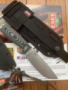 ESEE Knives- ESEE-4 Knife with Grey/Black G10 Handle Black Kydex Sheathes