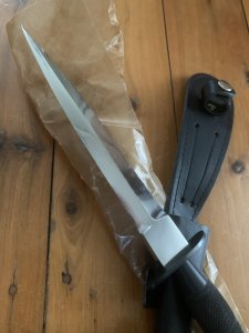 J.NOWILL & SONS  J.ADAMS SHEFFIELD ENGLAND BLACK/SILVER FS COMMANDO KNIFE