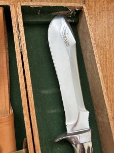 Puma Knife: Puma Pre-64 Rare White Hunter with Stag in Original Sheath & Wooden Box