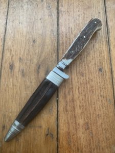1970's Hubertus Solingen Jagdnicker Knife with Deer Antler Handle & Sheath