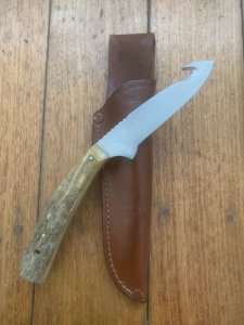 Puma Knife: Early 2000's Puma Pro Hunter Gut Hook Knife with Stag Antler Handle