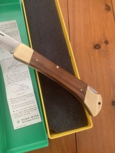 Puma Knife: Puma 1995 Trail Boss/Emperor 975 Folding Knife with Jacaranda Handle Original Box #25591