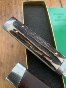 Puma Knife: Puma 1970 Vintage 3573 Boot Knife with Stag Handle & Original Box  #22072