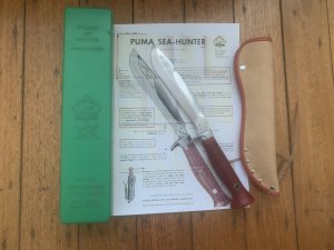 Puma Knife: Puma Original 1987 SEA HUNTER 17 6363 in Original Sheath and Box #21781