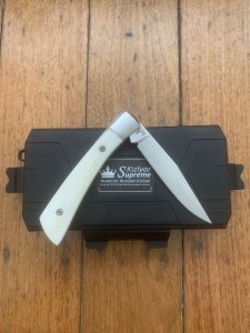 Kizlyar Knife: Russian Kizlyar Supreme Model AUS-8 GENT Folding Knife with  Handle and Box
