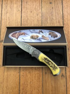 Decorative Bear Hunting Scene Folding Pocket Lock Knife Folding Knife Gift Box