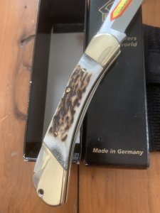Puma Knife: Puma 2008 Duke Folding Knife with Stag Antler Handle &Puma Pouch