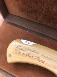 Puma Knife: Puma 1987 Original Scrimshawed 4 Star Folding Lock Blade Knife with Cape buffalo in Presentation Box