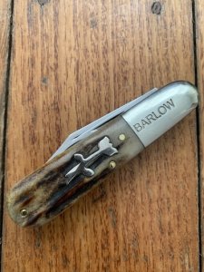 John Primble USA Twin Blade Barlow Knife with Stag Antler Handle