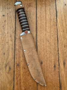 Solingen Germany EUROCUT Original 7" Bowie Knife with Leather Sheath