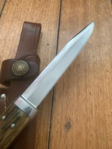 Puma Knife: Puma Vintage Pre-64 USED 3573 Boot Knife with Stag Handle & Custom Sheath