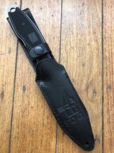 SOG Vintage Original early USA model TL-01 Team Leader Tactical Knife with Heavy Duty Leather Sheath