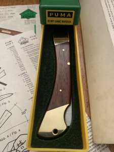 Puma Rare model 971 Game Warden 1970 Folding Lock Knife in box Serial Number 44074