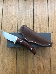 Small Japanese Custom Made Drop Point Hunter with Thuya Wood Handle