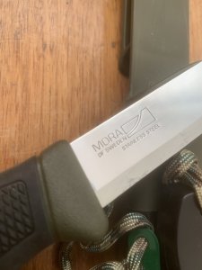 MORA Swedish Made Clipper Hunting Knife with Rubberised Handle Plastic Sheath and Fire Starter