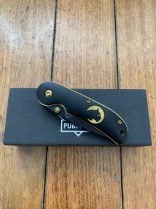 Puma Knife: Puma Tec Black & Gold Framed Laser Cut Folding Liner Lock Knife