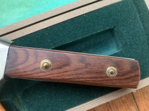 Puma Knife: 1989 Puma Big Big Bowie knife with Wooden Handle in original Wooden Box #45982