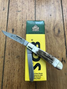 Puma SGB Knife: Puma SGB Trapper Twin Blade Knife with Stag Antler Handle