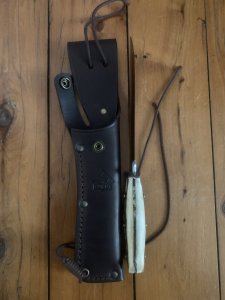 Puma Knife: Puma Lightly Used 1990 Bowie Handmade Knife with Stag Antler Handle & Original Puma Sheath