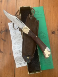 Puma Rare Model 970 Plainsman 1969 Folding Knife with original box & Paperwork & Pouch #96011