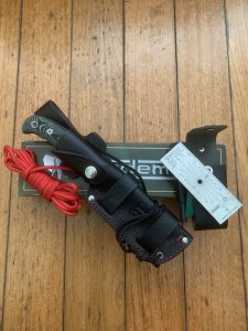 Cudeman Model 148-VC Fixed Blade Cudeman 148VC Bushcraft Knife Green Micarta With Leather Sheath