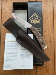 Puma Knife: Puma Pro Hunter Gut Hook Knife 2007 with Stag Antler Handle and Box