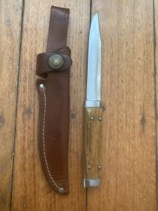Puma Knife: Puma Vintage Pre-64 USED 3573 Boot Knife with Stag Handle & Custom Sheath