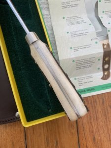 Puma Knife: 1983 Puma Mint condition Bowie knife with Stag Antler Handle in original Box