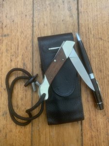 Puma Knife: Puma 1992 SATELLITE Folding Knife & SHEAFFER Pen Gentlemen's Set with Leather Pouch