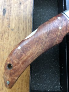 Puma Knife: Rare Puma THUYA Folding Knife with Root Wood Handle in original Black Box