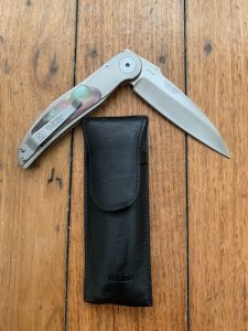 KLÖTZLI Swiss Made Michael Walker Design Folding Knife with Black Pearl/Titanium Handle & Pouch #029/250