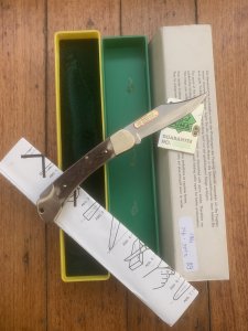 Puma Knife: Puma 1981 Rare model 905 Duke Folding Knife with Stag Handle Original Box and matching Warranty #15181