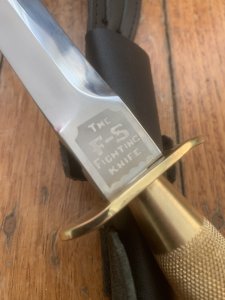 J.NOWILL & SONS  J.ADAMS SHEFFIELD ENGLAND GOLD/SILVER FS COMMANDO KNIFE