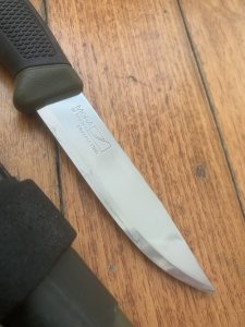 MORA Swedish Made Clipper Hunting Knife with Rubberised Handle Plastic Sheath and Fire Starter