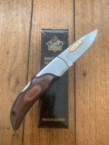 Puma Knife: Rare Puma Gentleman 24 820 Folding Knife with Pakkawood Handle in Black Box #31791