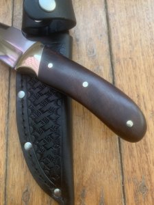 MAFFI SYDNEY AUSTRALIA Wood Handled Fixed Blade Knife With Sheath