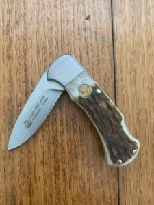 Puma Knife: Puma 2014 Solingen Made 4 Star Mini Folding Lock Knife with Stag Antler Handle